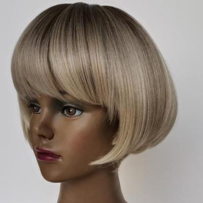 China Silky Straight Wave 8.5inch mixed blonde ombre color fashion short Bob style synthetic hair wigs for white women for sale