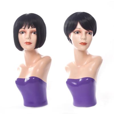 China Silky Straight Wave 5inch silky short straight Bob style synthetic hair wigs for sale