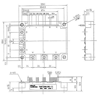 China 7MBP100TEA060-01 Econo IPM series 600V / 100A 7 in one-package  FUJITSU IGBT Power Module for sale