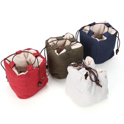 China Fashion Easy-carry Jute Protective Canvas Cup Storage Bag With String for sale