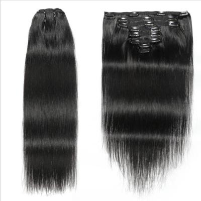 China Silky Straight Wave Clips Professional Extension Manufacturer Straight Virgin Hair Clips Bundle Hair Extension for sale