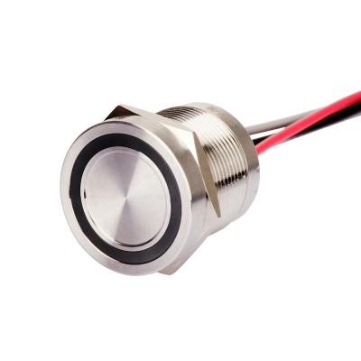 China Waterproof Momentary Housing Green 22mm Ring Illuminated Piezo Switch Push Button Switch Stainless Steel Material IP68 12V for sale