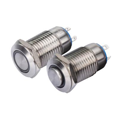 China Multipurpose Stainless Steel 12mm RGB Anti Vandal Switch Illuminated Custom , Mini Selflock Push Button Switch for sale