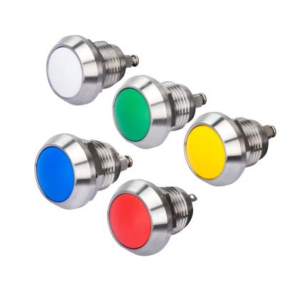 China ON-0FF 12mm Stainless Steel ip65 24vdc Low Voltage Push Button Momentary Touch Mini Round White Switch for sale