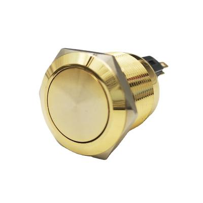 China Gold Plated 22mm Brass Gold Plated Switch Push Button CE Unlocked for sale