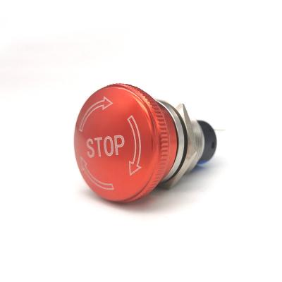 China 304 stainless steel 22mm normal open normal closed 3PIN mushroom terminal metal emergency stop waterproof red switch for sale