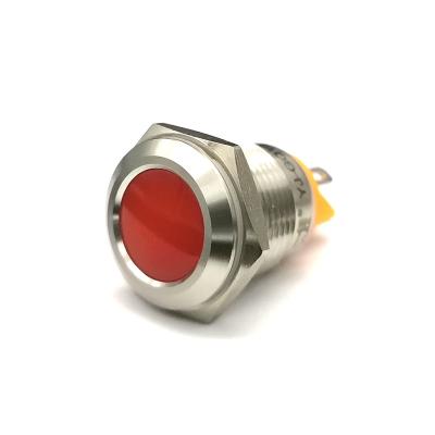 China Chrome Plated 16mm IP67 Chrome Pilot Light Waterproof Brass Plated Indicator Light Chrome 2 PIN Terminal 12v for sale