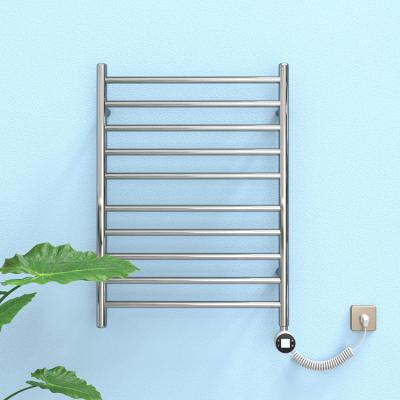 China Wall Mounted Fast Electric Heat Resistant Single Towel Hanger Warmer Rack Modern Round Bar Heater For Bathroom for sale