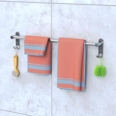 China 304 Stainless Steel Modern Wall Mounted Bathroom Towel Rack Single Brushed Towel Rack for sale