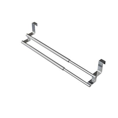 China Modern Stainless Steel Wall Mounted Rack Adjustable Towel Hooks Bathroom Towel Rack Silver for sale