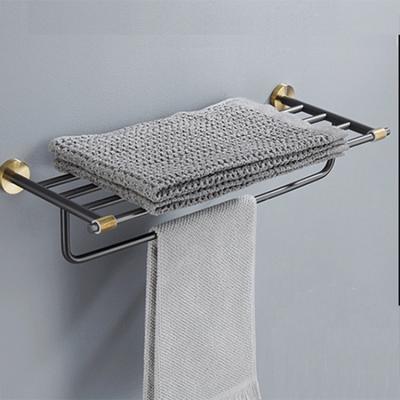 China Modern High Quality 304 Stainless Steel Towel Rack Black Gold Bathroom Wall Mounted Towel Rack for sale