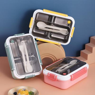 China Leakproof 3 Compartment Square 304 Seal High Quality Stainless Steel Bento Lunch Box Leakproof Food Container for sale