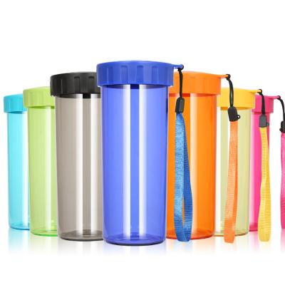 China 430ml viable mouth price cheap PC promotion plastic water bottle portable width drinking bottles with rope for sale