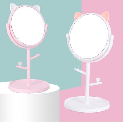 China Custom Wholesale Pink Single Sided Cute Girl Desk Mirrors Cosmetic Vanity Makeup Mirror for sale