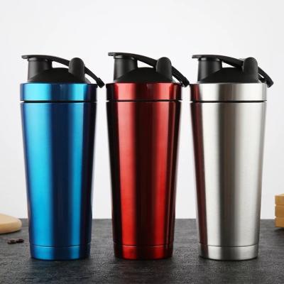 China Viable 304 Stainless Steel Sport Bottle Mixer Measuring Shaker Bottle Protein Powder Shaker for sale