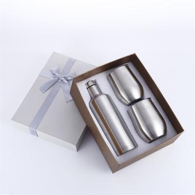 China Sustainable Luxury Gift Box Packaging Stainless Steel Wine Glass Double Wall Insulated Wine Tumbler Set for sale