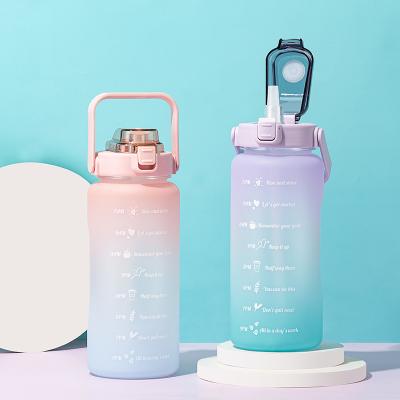 China Sustainable Gym Logo Plastic Motivational Half Gallon 2.2L Bpa Free Custom Water Bottles With Time Marker for sale