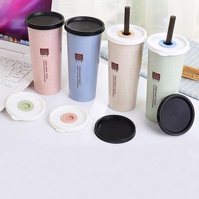 China Wheat 450ml Straw Student Water Bottles Bpa Free Sustainable Eco Friendly Biodegradable Plastic With Straw for sale