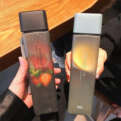 China Best Selling 450ml Square Shaped Plastic Bpa Free Fruit Infuser Travel Water Bottle With Custom Logo for sale