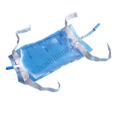 China Disposable medical examination 350ml 500ml 750ml urine leg bag with belt PVC material urine bag for sale