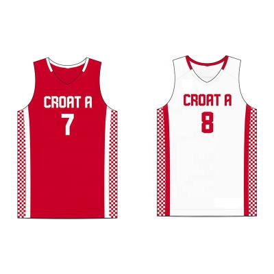 China Breathable New Design Men's Basketball Jersey Red OEM Design Vintage Reversible Basketball Tank Top for sale