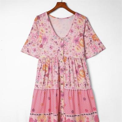 China Hot Selling Printed Casual Women's Long Summer Dress Breathable Soft Flower Women's Elegant Dress for sale