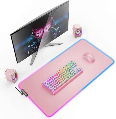 China HOT White Pink White Custom Best Natural Rubber Gaming RGB Led Printing Mouse Pad for sale