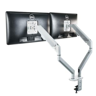 China Fully Adjustable Support 13-32inch (Size) Adjustable Computer Monitor for Vesa Gray Double Dual Monitor Arm for sale