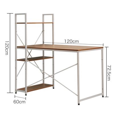 China Adjustable Pads Computer Desk With Shelf Writing Study Table Home Office Desk With Storage Shelves for sale