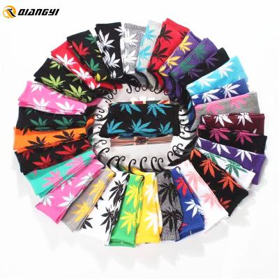 China Logo Designer Hip Hop Skateboard Maple Leaf Hemp Weed Breathable Running Custom Socks For Unisex for sale