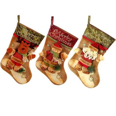 China New Style Santa Claus Fabric Big Size QUICK DRY Creative Christmas Hanging Socks Decoration for sale