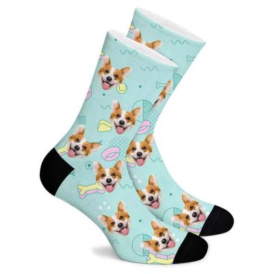 China Viable Wholesale Cute Logo All Over Crew Graphic Printed Socks With Dog Print 360 Print Socks for sale