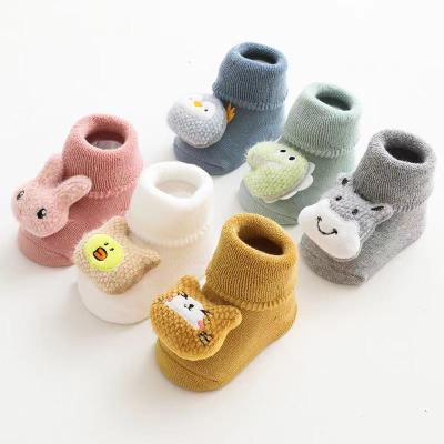 China Wholesale Antibacterial Cute 3d Animal Toddler Toy Anti Slip Handle Baby Cotton Sock for Girls and Boys for sale