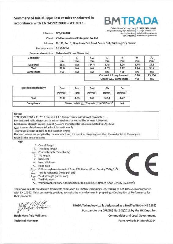 CE - VIM INTERNATIONAL ENTERPRISE CO., LTD.