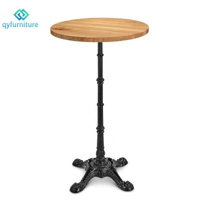 China Modern Modern Dining Room Furniture Round Wood Top Restaurant Dining Table With Black Metal Base for sale