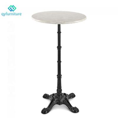 China Modern French Style Restaurant Furniture White Round Marble Top Dining Table With Black Base for sale