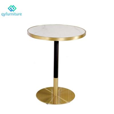 China Modern Luxury Modern Restaurant Dining Room Furniture White Marble Top Dining Table With Gold Frame for sale