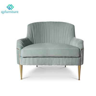 China Commercial Grade Home Furniture Living Room Luxury Modern Velvet Sofa Chairs With Gold Legs for sale