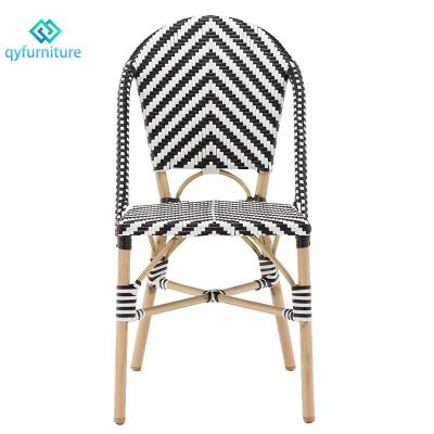 China Eco-friendly\UV Resistant\Water Proof\French Bistro Furniture Weather Resistant Outdoor Garden Rattan Dining Chairs With Aluminum Frame for sale