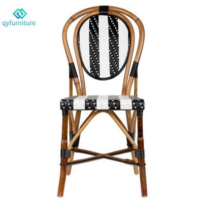 China Eco-friendly\UV Resistant\Water Proof\American Restaurant Stackable Outdoor Aluminum Rattan Weather Resistant Style Dining Chairs for sale