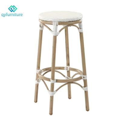 China Eco-friendly\UV Resistant\Water Proof\Outdoor Restaurant Bar Stools Weather Resistant French Aluminum Plastic Rattan Frame Style With Custom Size for sale