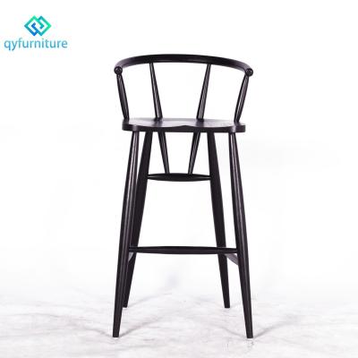 China Mid Century Modern Restaurant Furniture Black Wood Chairs Bar Stools With Back for sale