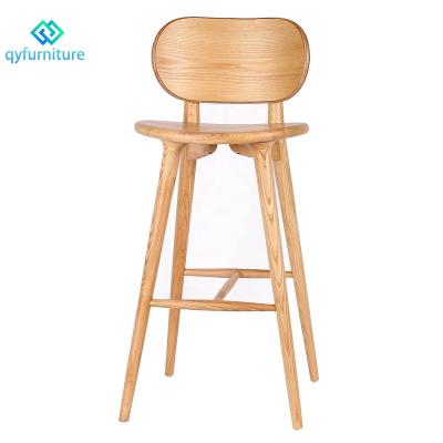 China Regular Minimalist Commercial Bar Furniture Natural Wooden Bar Stool Chairs for sale