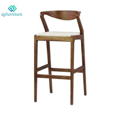 China Regular Walnut Color Bar Furniture Wooden Bar Stool Umpire Chair With Padded Seat for sale