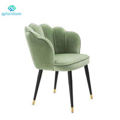 China Durable Modern Dining Furniture Restaurant Velvet Dining Chairs With Brass Footings for sale