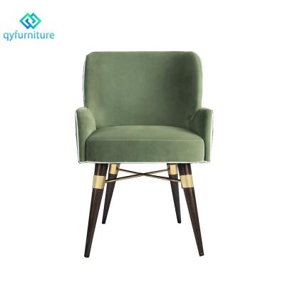 China Durable Luxury Design Dining Furniture Velvet Restaurant Chairs With Solid Wood Legs for sale