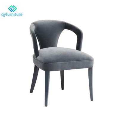 China Durable High Quality Modern Hotel Restaurant Furniture Velvet Dining Chairs With Wooden Legs for sale