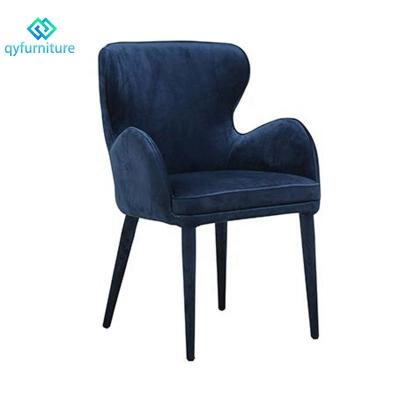 China Durable Custom Restaurant Furniture Velvet Fabric Armrest Dining Chairs for sale