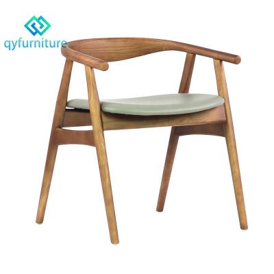 China Durable Design Dining Room Furniture Wooden Armrest Dining Chair With Leather Seat for sale