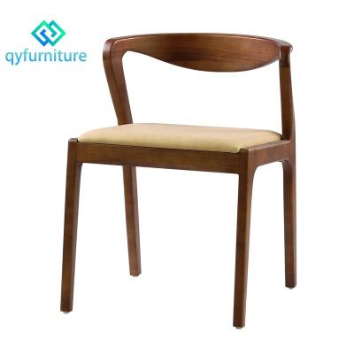 China Durable Mid Century Cafe Furniture Solid Wood Dining Chairs With Padded Seat for sale